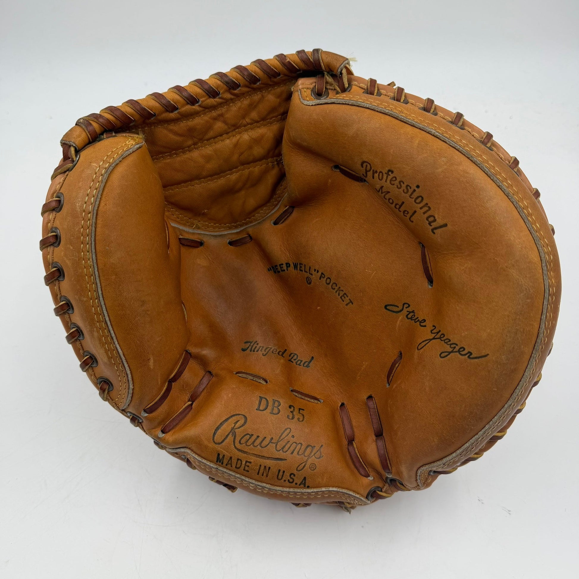 Vintage Rawlings DB 35 Steve Yeager Made In USA Catchers Mitt Baseball Glove - photo 3
